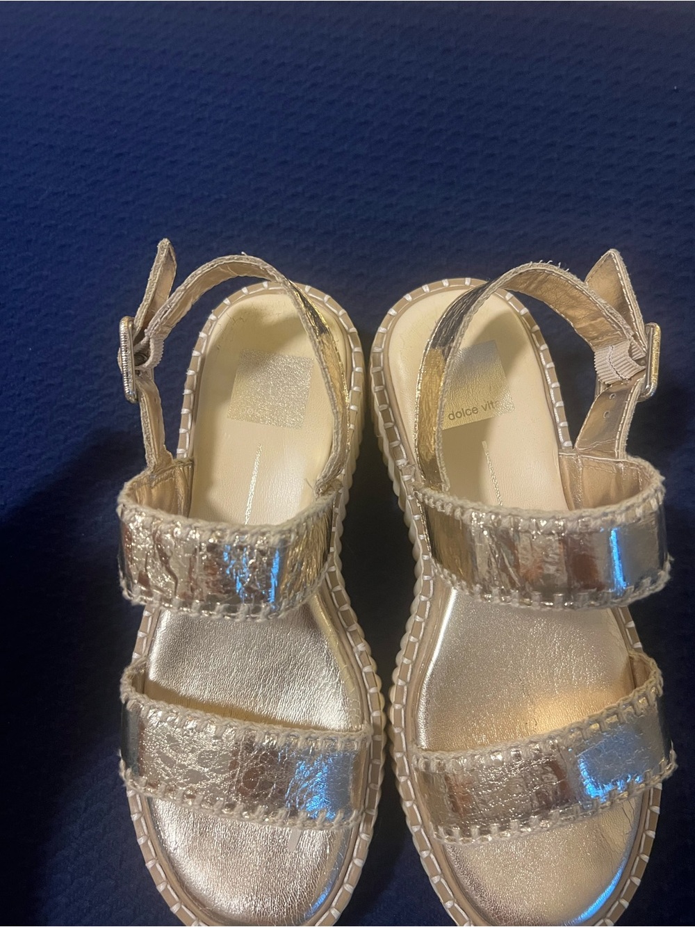 Dolce Vita Metallic Gold Double-Strap Platform Sandals